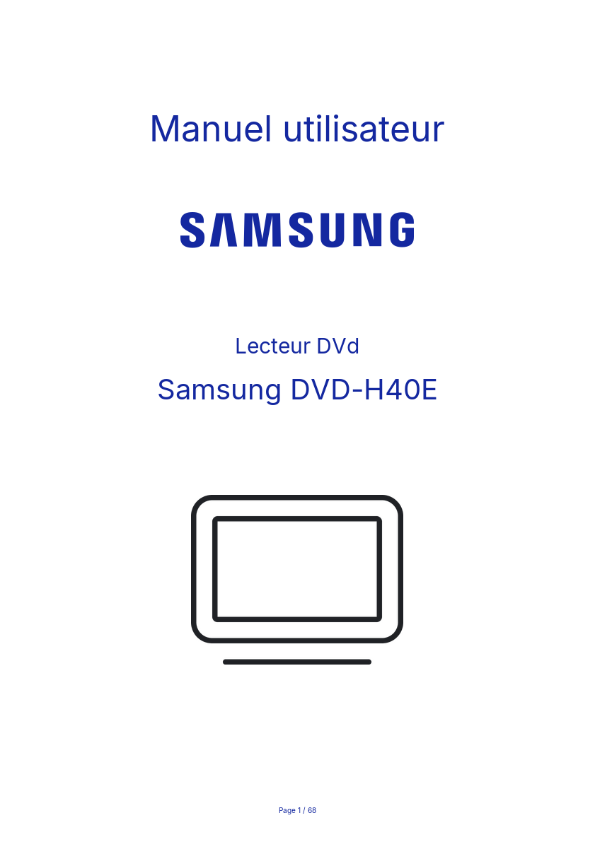 Page n°1 - Manuel utilisateur Samsung DVD-H40E