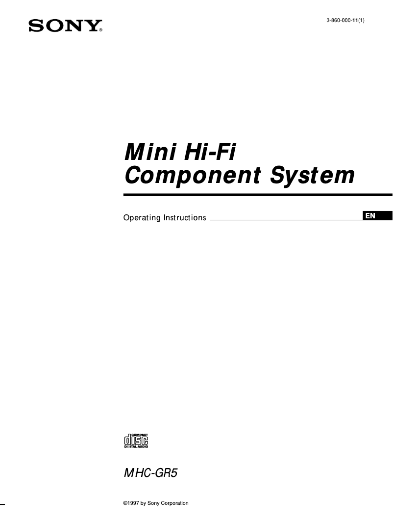 Page 1 de la notice Manuel utilisateur Sony MHC-GR5