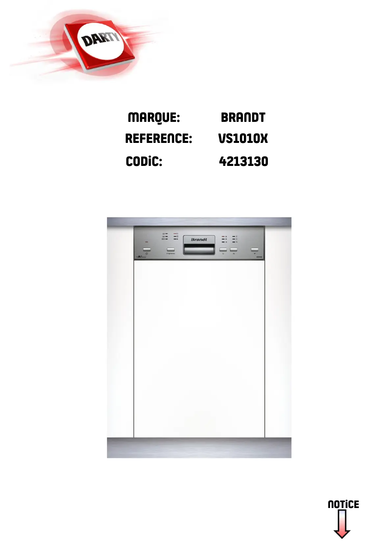 Page 1 de la notice Manuel utilisateur Brandt VS1010X