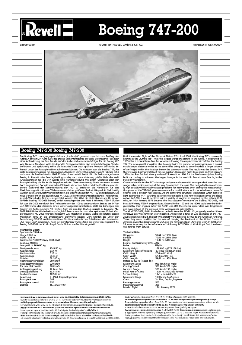 Page n°1 - Manuel utilisateur Revell Boeing 747-200