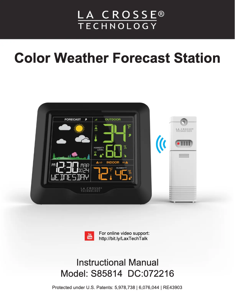 Page n°1 - Manuel utilisateur La Crosse Technology S85814