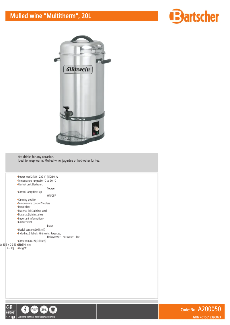 Image de la première page du manuel de l'appareil A200050