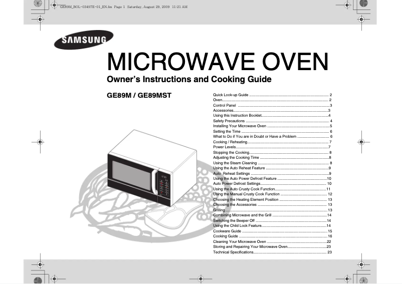 Image de la première page du manuel de l'appareil GE89MSTP