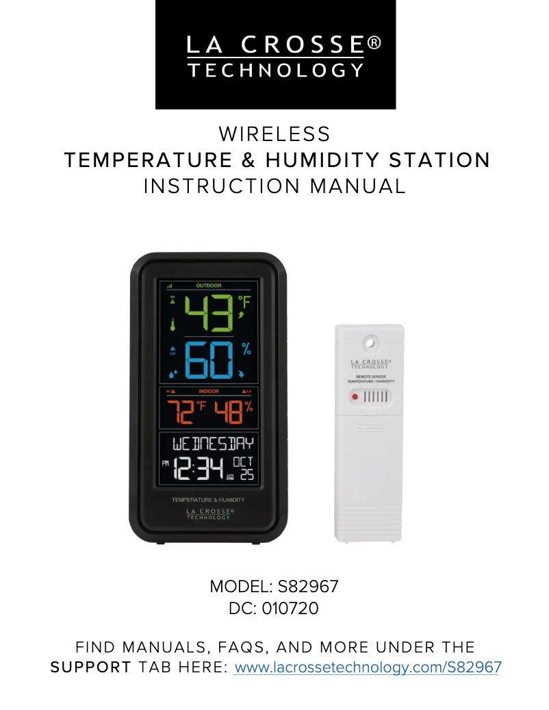 Page n°1 - Manuel utilisateur La Crosse Technology S82967