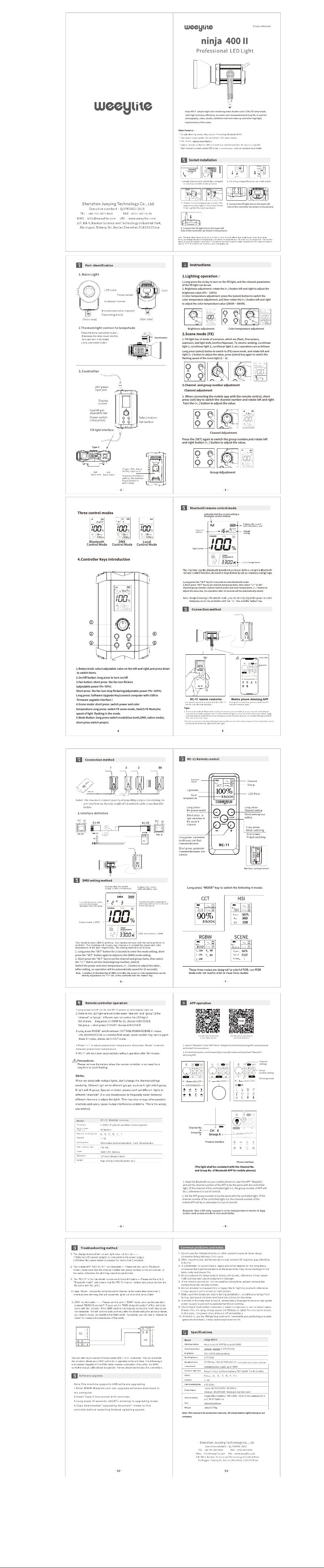 Page 1 de la notice Manuel utilisateur Weeylite Ninja 400 II