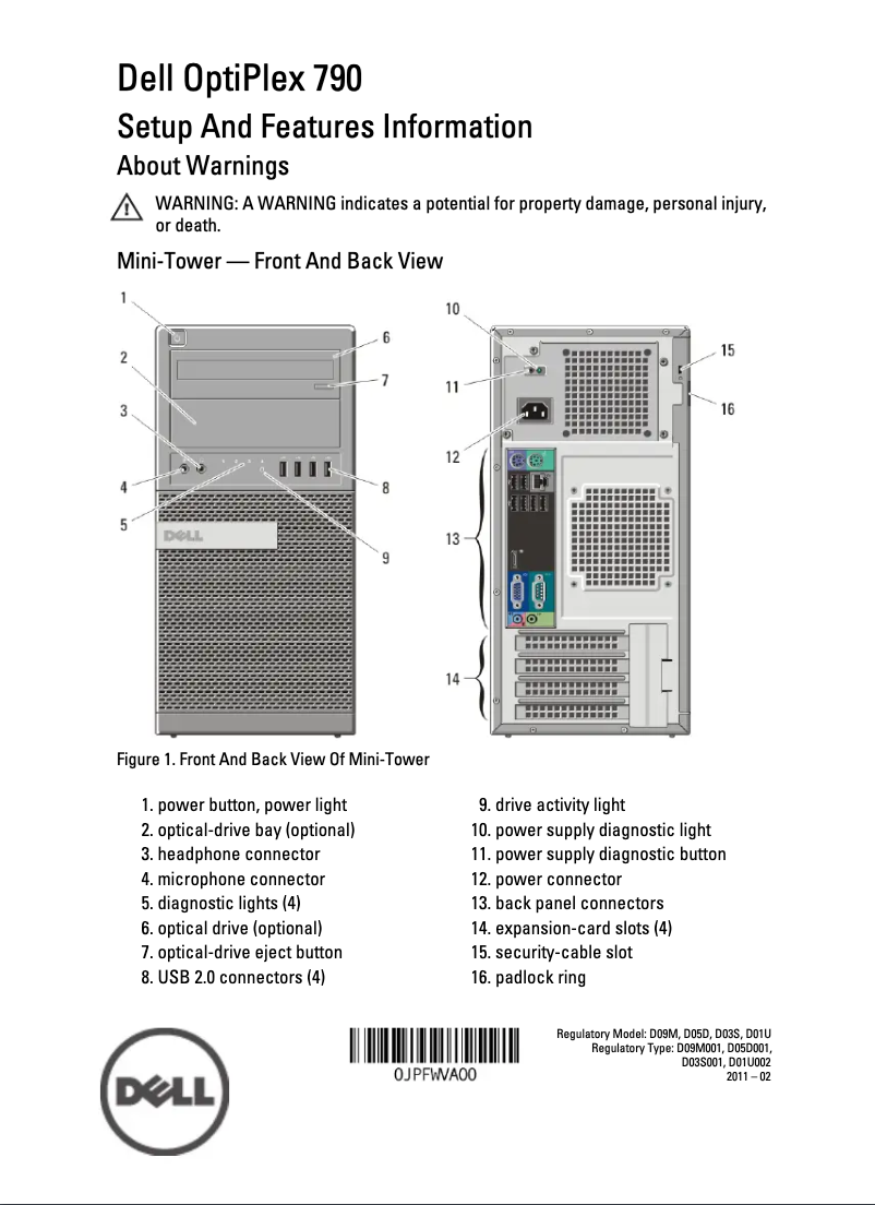 Page n°1 - Guide d'installation Dell OptiPlex 790