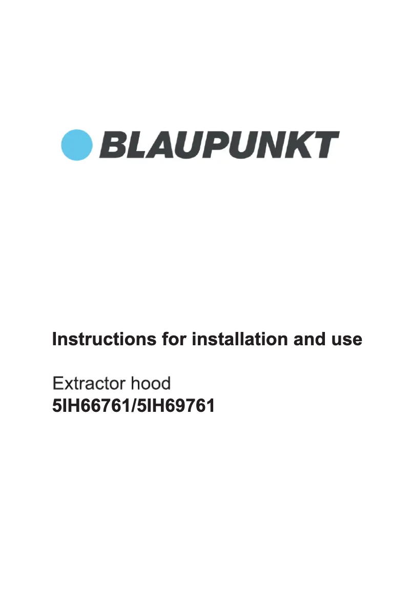 Page n°1 - Manuel utilisateur Blaupunkt 5IH69761