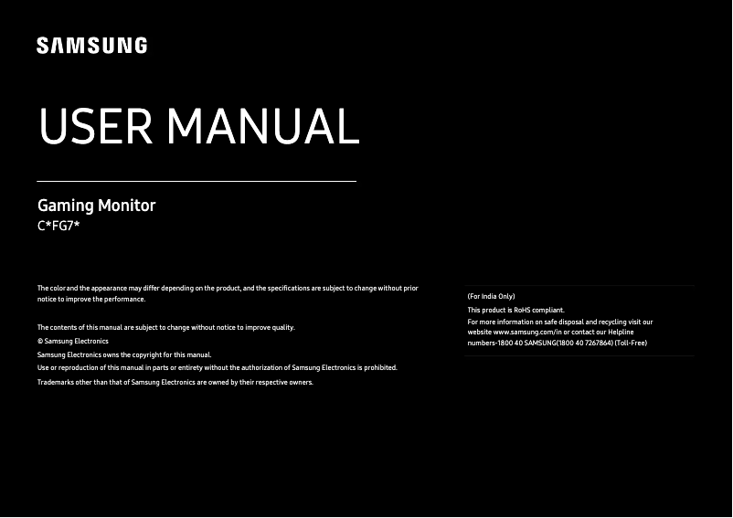 Page 1 de la notice Manuel utilisateur Samsung C24FG73FQE