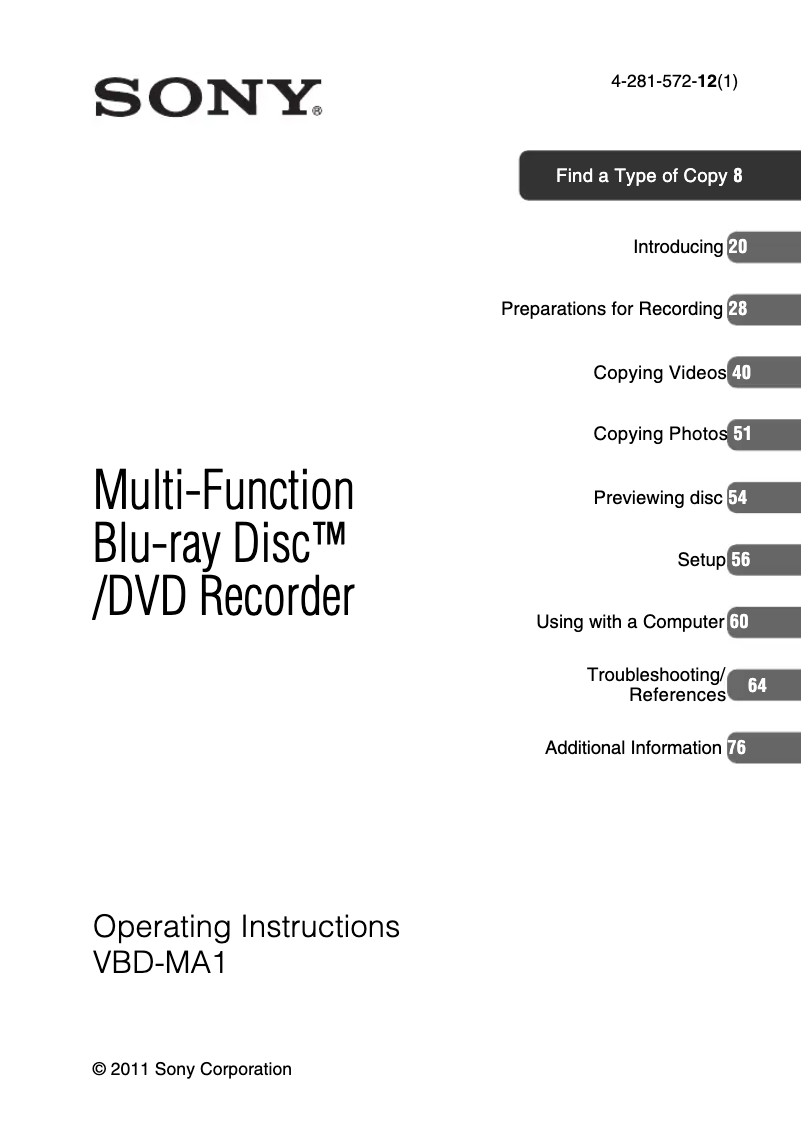 Imagen de la primera página del manual del dispositivo VBD-MA1
