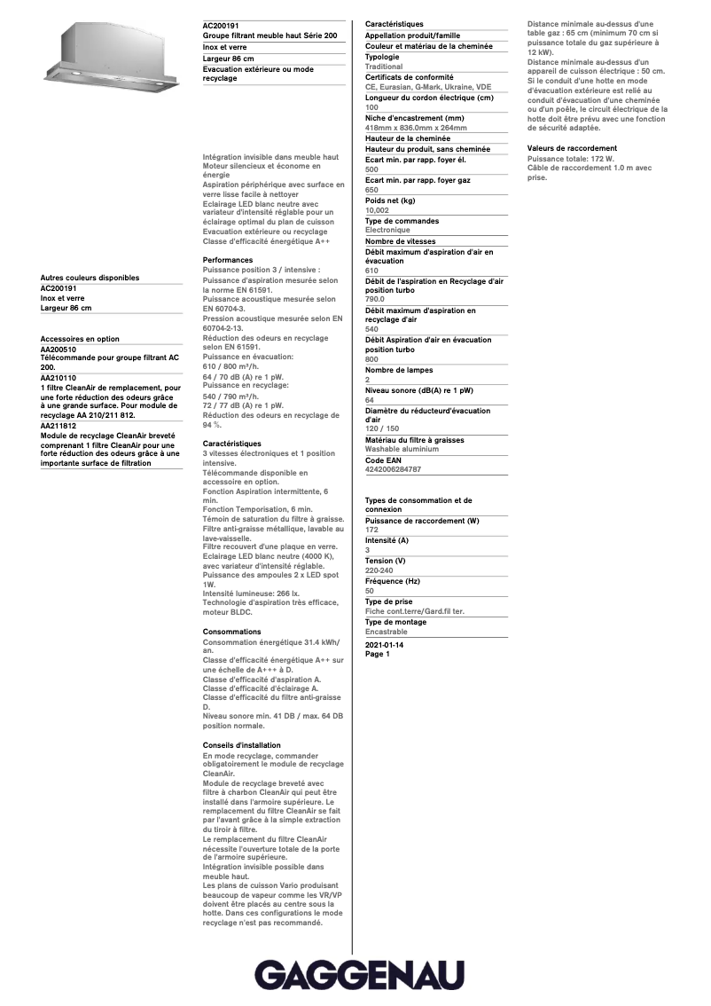 Image de la première page du manuel de l'appareil AC200191