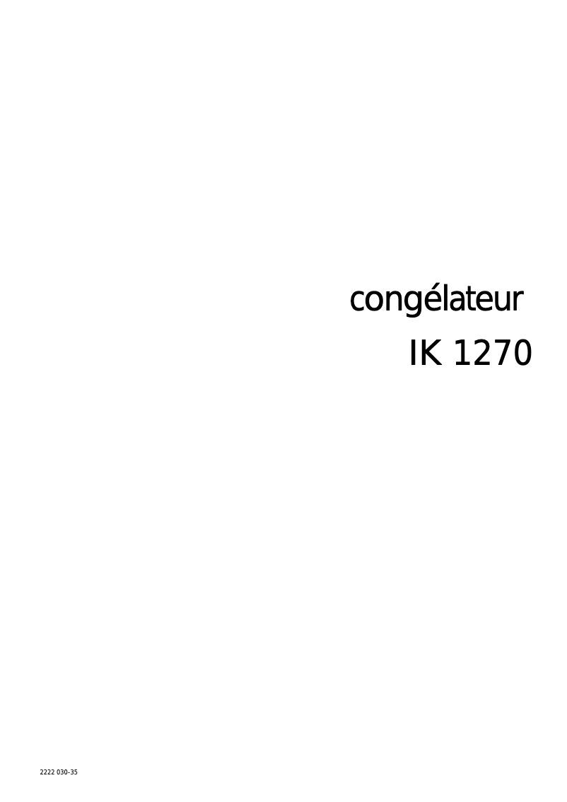 Page n°1 - Manuel utilisateur Arthur Martin-Electrolux IK 1270