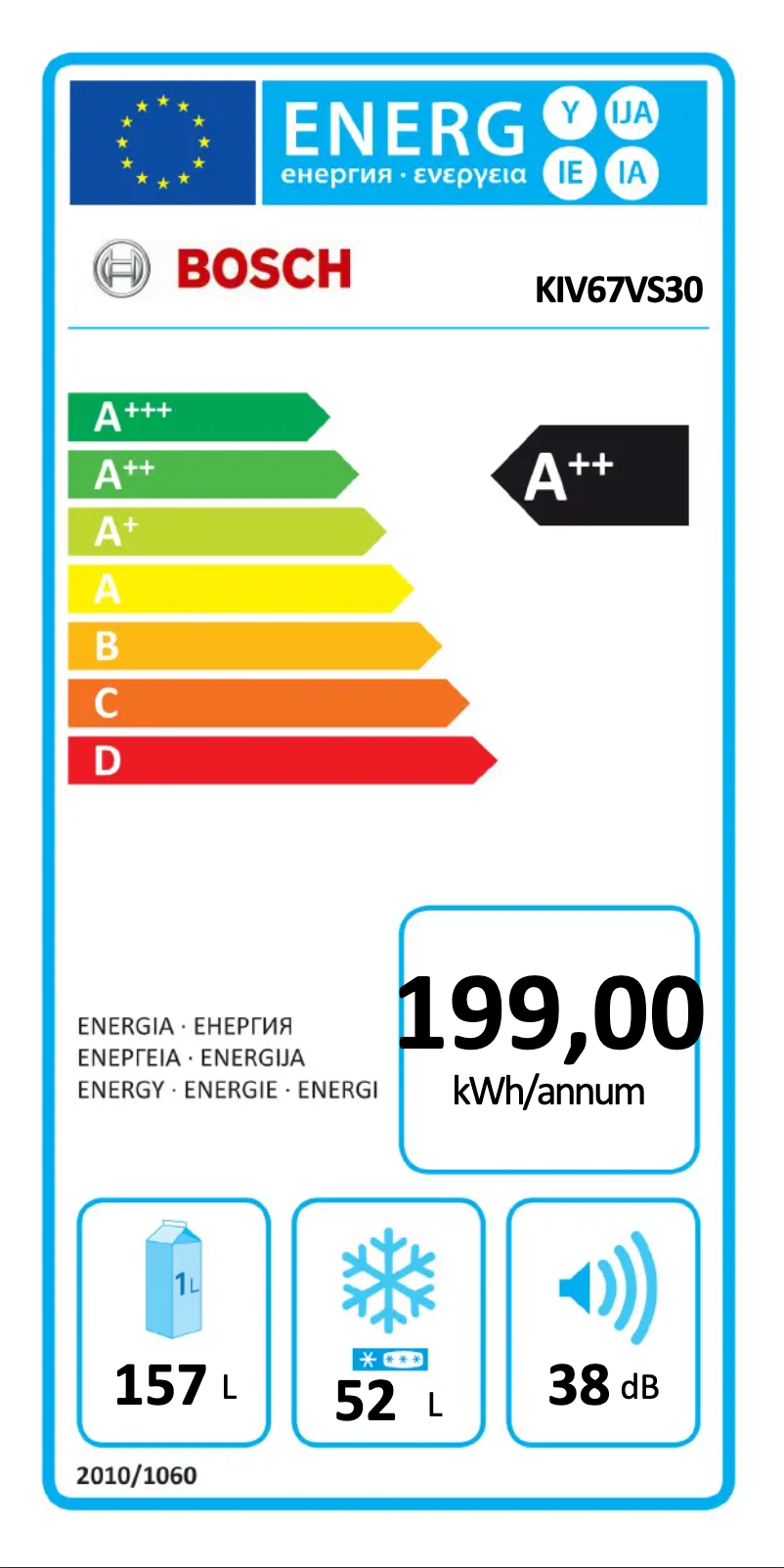 Page n°1 - Label énergétique Bosch Serie 4 KIV67VS30