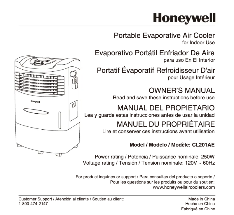 Página 1 del manual Manual de usuario Honeywell CL201AE