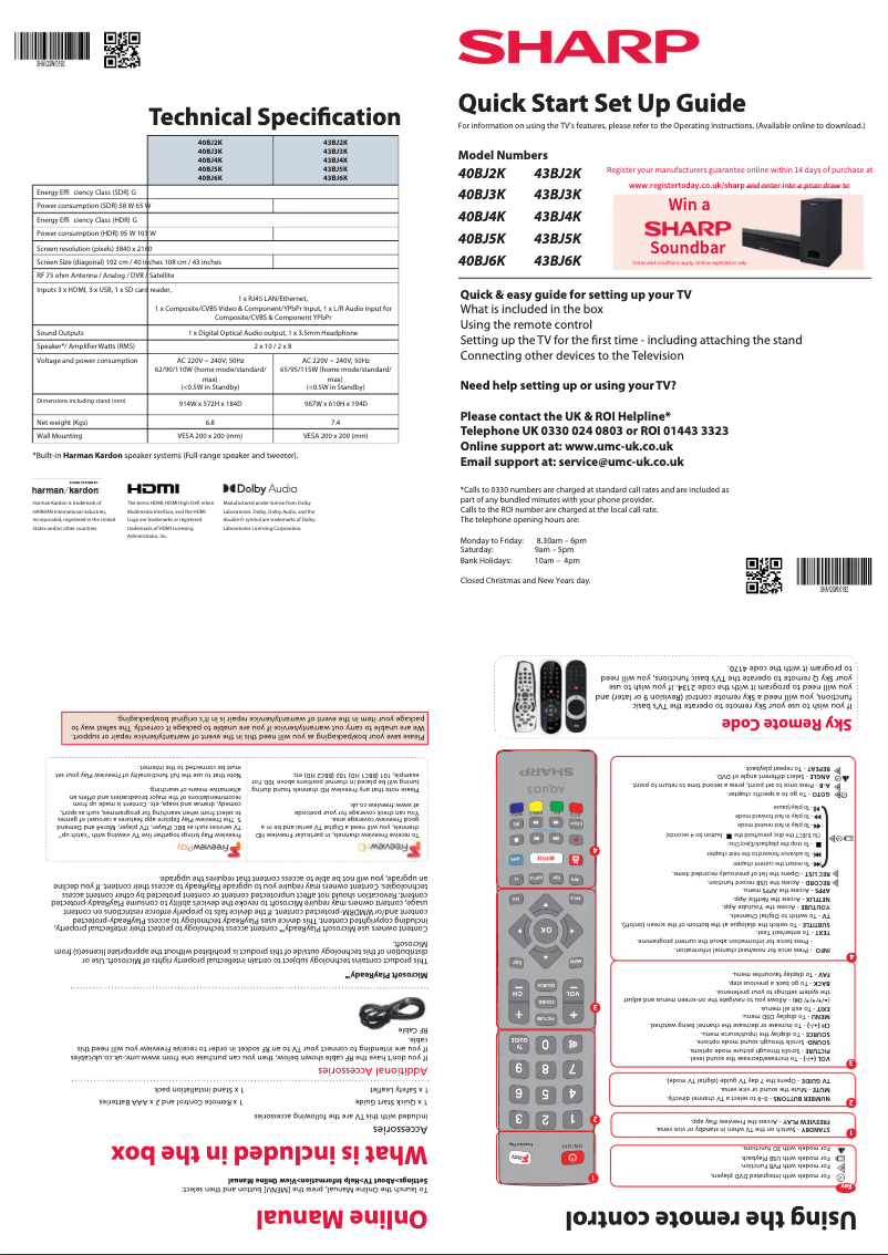 Page n°1 - Guide de démarrage rapide Sharp 43BJ2K