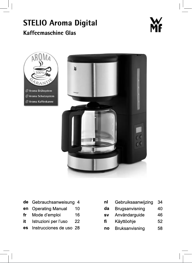 Page 1 de la notice Manuel utilisateur WMF Stelio 04.1221.0011