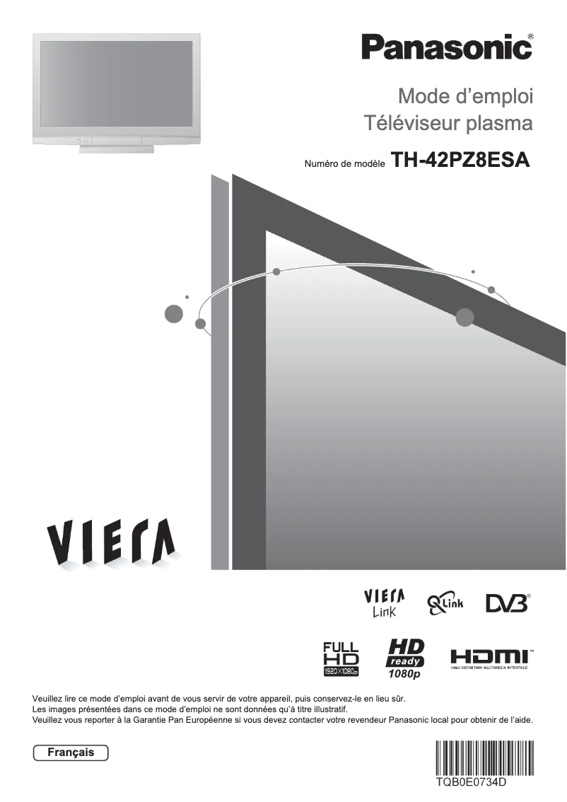 Page 1 de la notice Manuel utilisateur Panasonic TH-42PZ8ESA