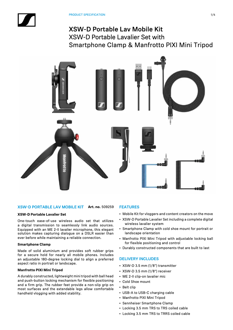 Page 1 de la notice Fiche technique Sennheiser MKE 400