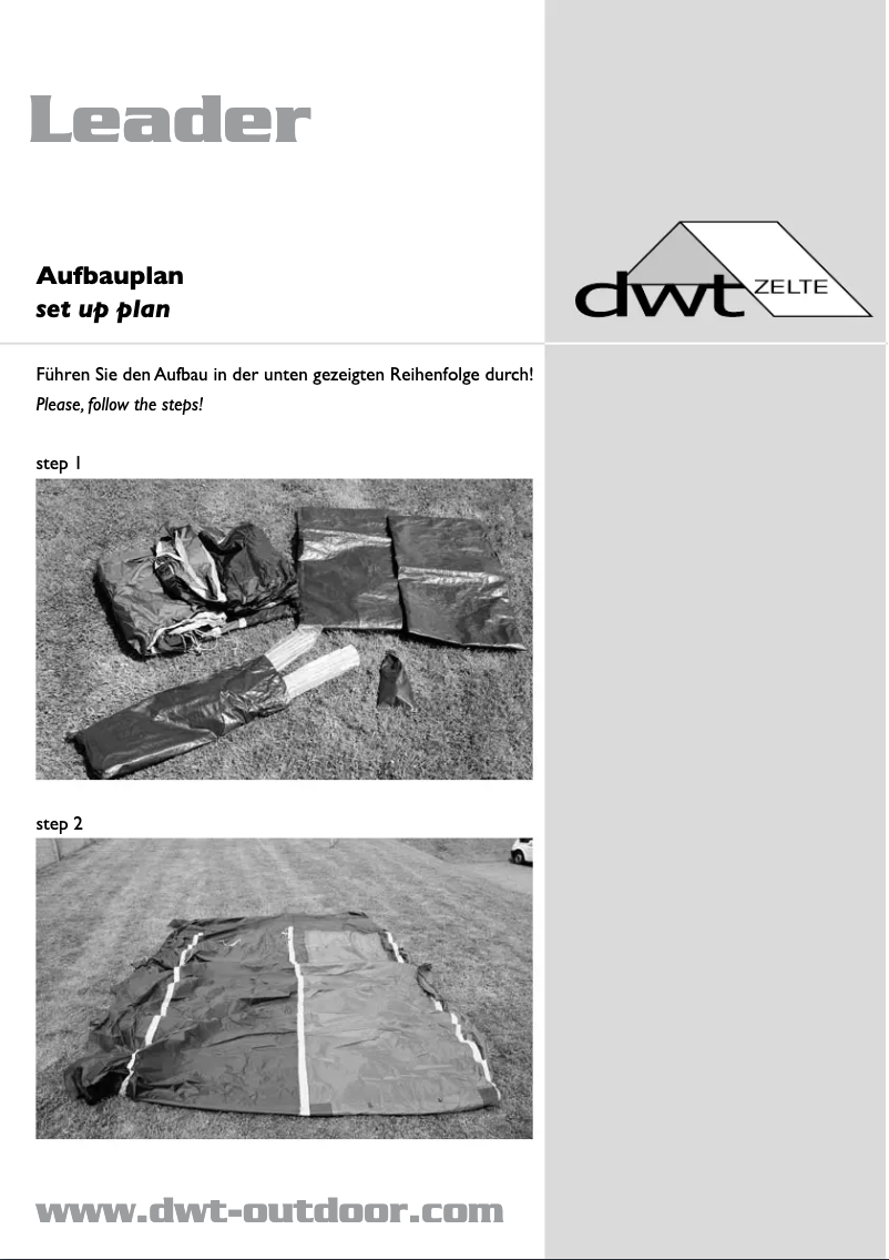 Page 1 de la notice Manuel utilisateur dwt-Zelte Leader