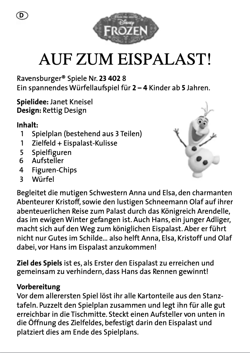 Page n°1 - Manuel utilisateur Ravensburger Disney Frozen Auf zum Eispalast