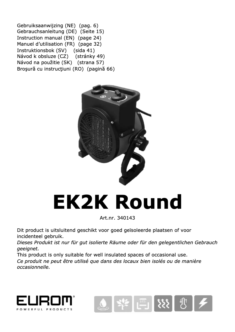 Page n°1 - Manuel utilisateur Eurom EK2K Round