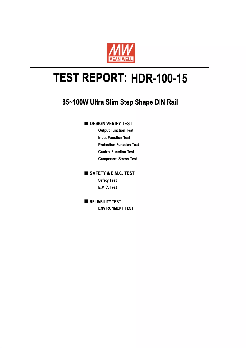 Page n°1 - Manuel utilisateur Mean Well HDR-100-15