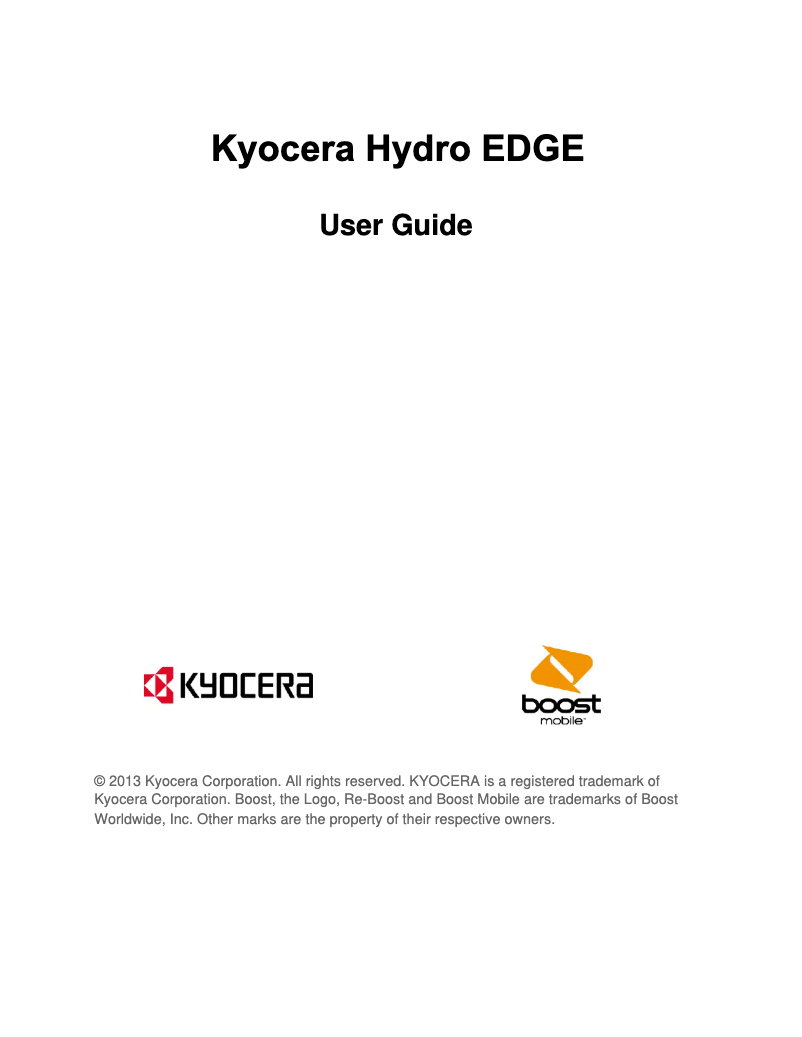 Page 1 de la notice Manuel utilisateur Kyocera Hydro EDGE