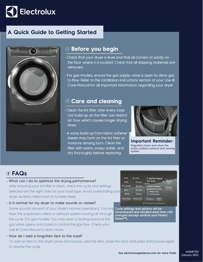 Page n°1 - Manuel utilisateur Electrolux EFLS627UIW