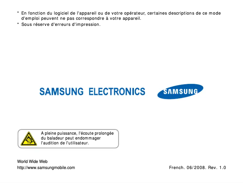 Page n°1 - Manuel utilisateur Samsung SGH-I200