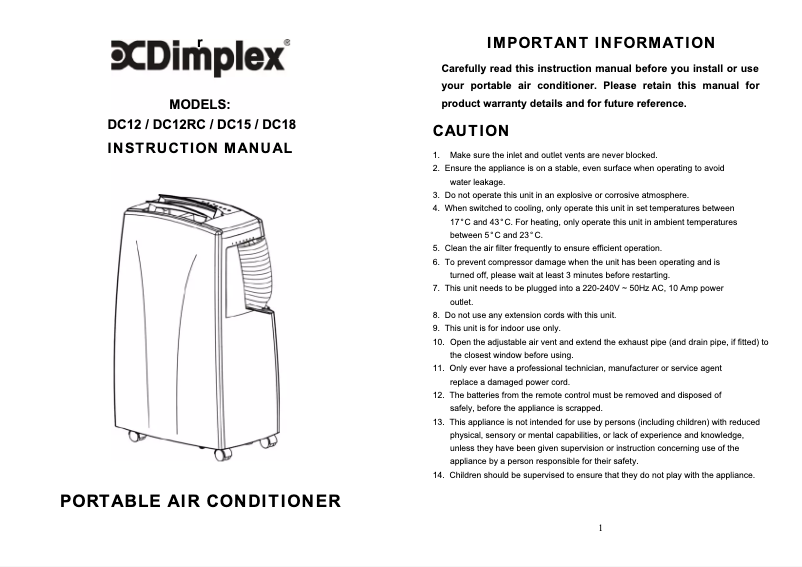 Image de la première page du manuel de l'appareil DC17