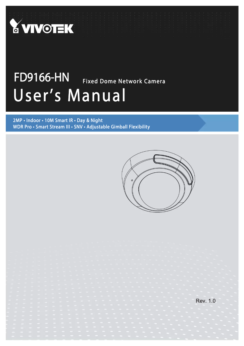 Page 1 de la notice Manuel utilisateur Vivotek FD9166-HN