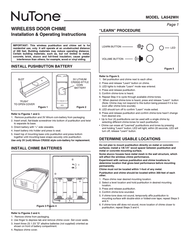 Image de la première page du manuel de l'appareil NuTone