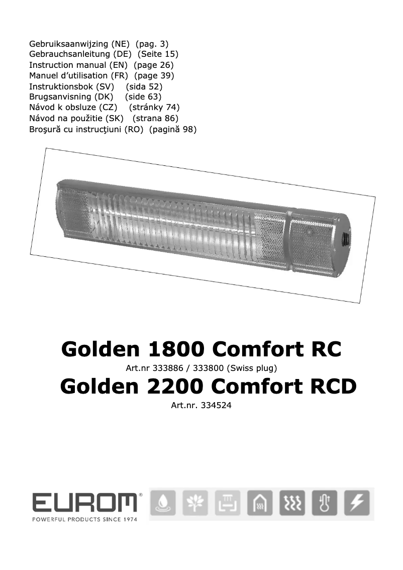 Page n°1 - Manuel utilisateur Eurom Golden 2200 Comfort RCD