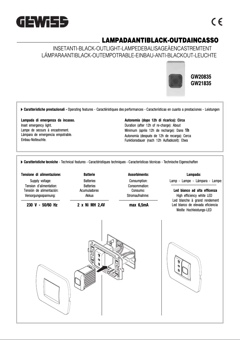 Page 1 de la notice Manuel utilisateur Gewiss GW21835