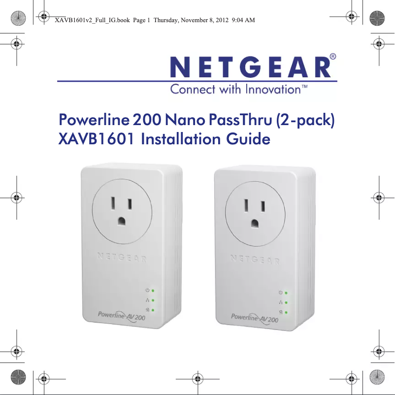 Page n°1 - Guide d'installation Netgear XAVB1601v2