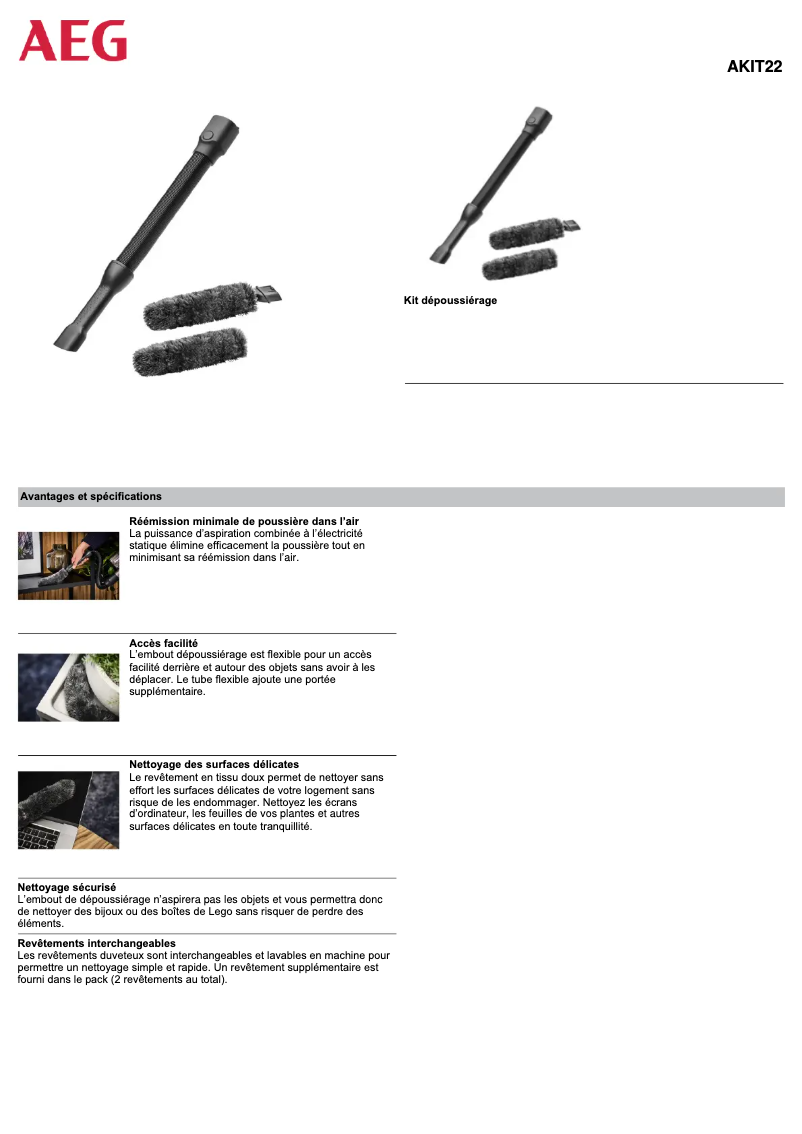 Page 1 de la notice Manuel utilisateur AEG AKIT22