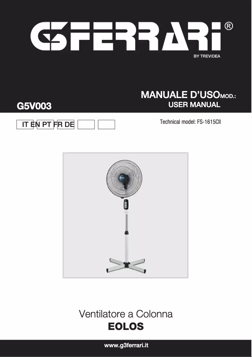 Page n°1 - Manuel utilisateur G3 Ferrari Eolos G5V003