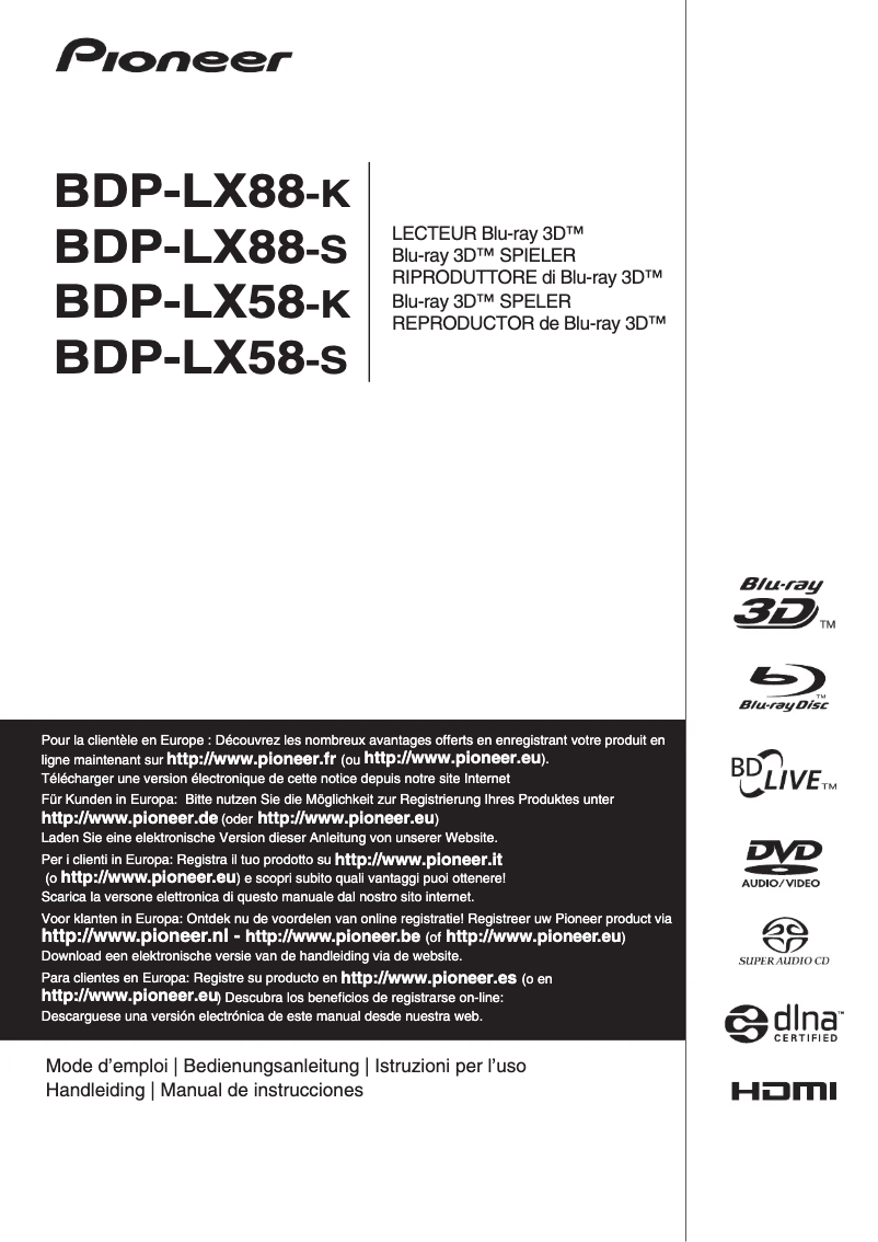Image de la première page du manuel de l'appareil BDP-LX58-S