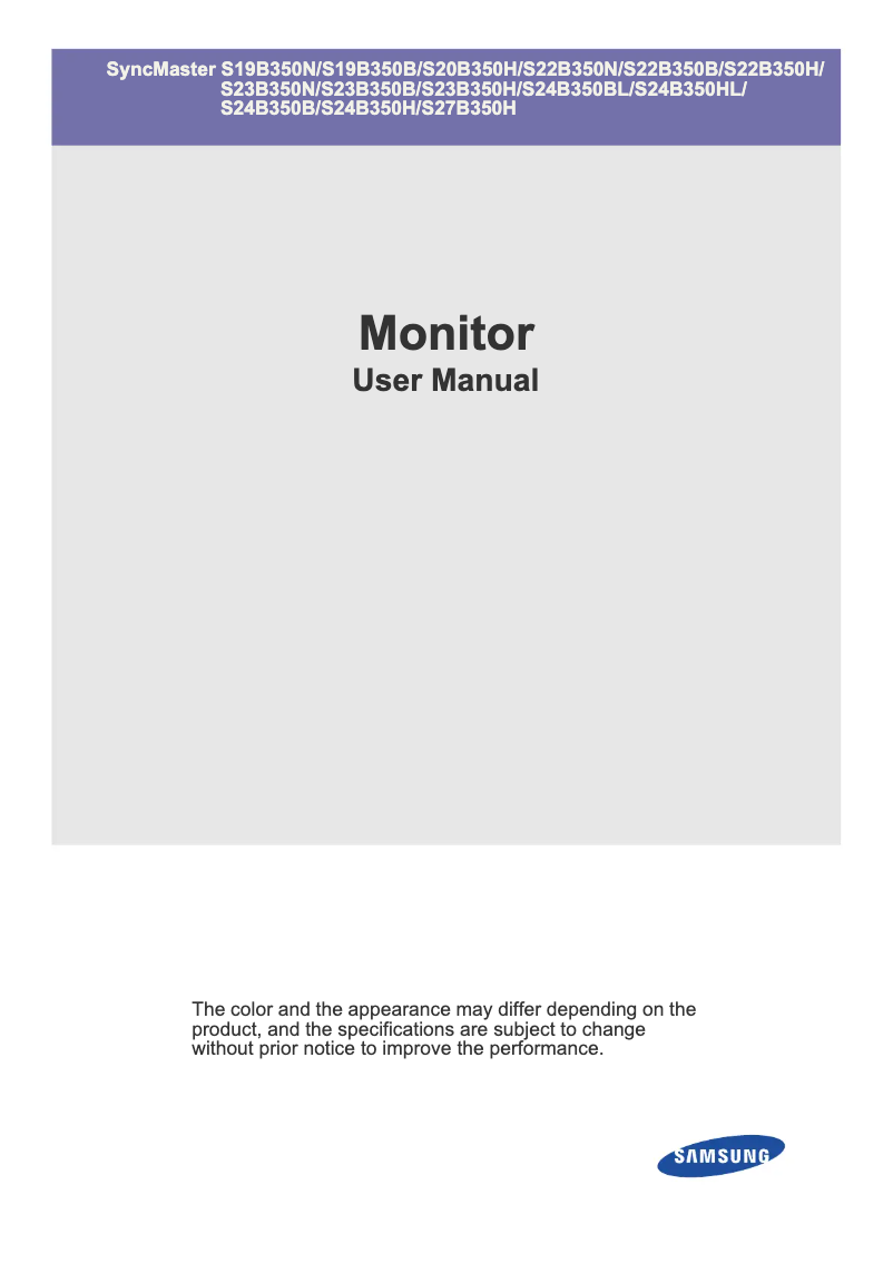 Page 1 de la notice Manuel utilisateur Samsung SyncMaster LS27B350HS