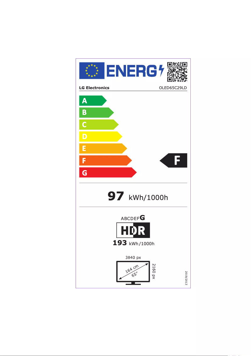Page n°1 - Label énergétique LG OLED65C29LD
