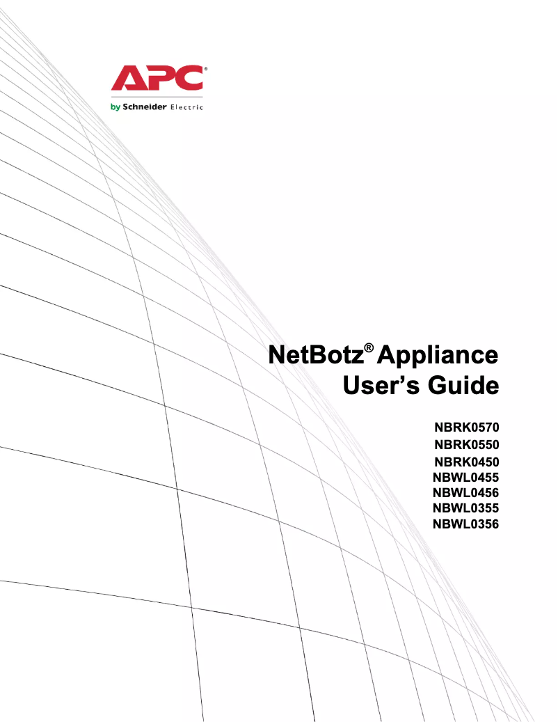 Page 1 de la notice Manuel utilisateur APC NetBotz NBWL0355