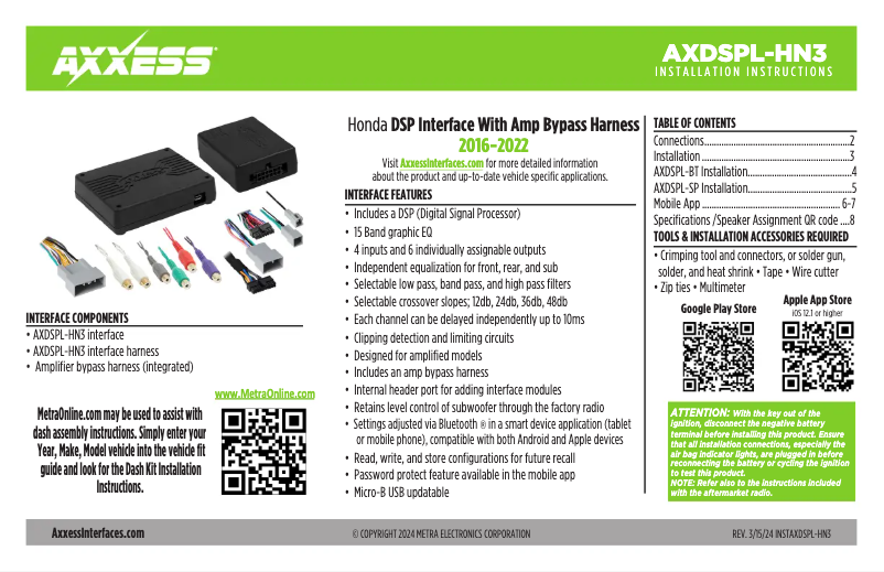 Page 1 de la notice Manuel utilisateur AXESS AXDSPL-HN3