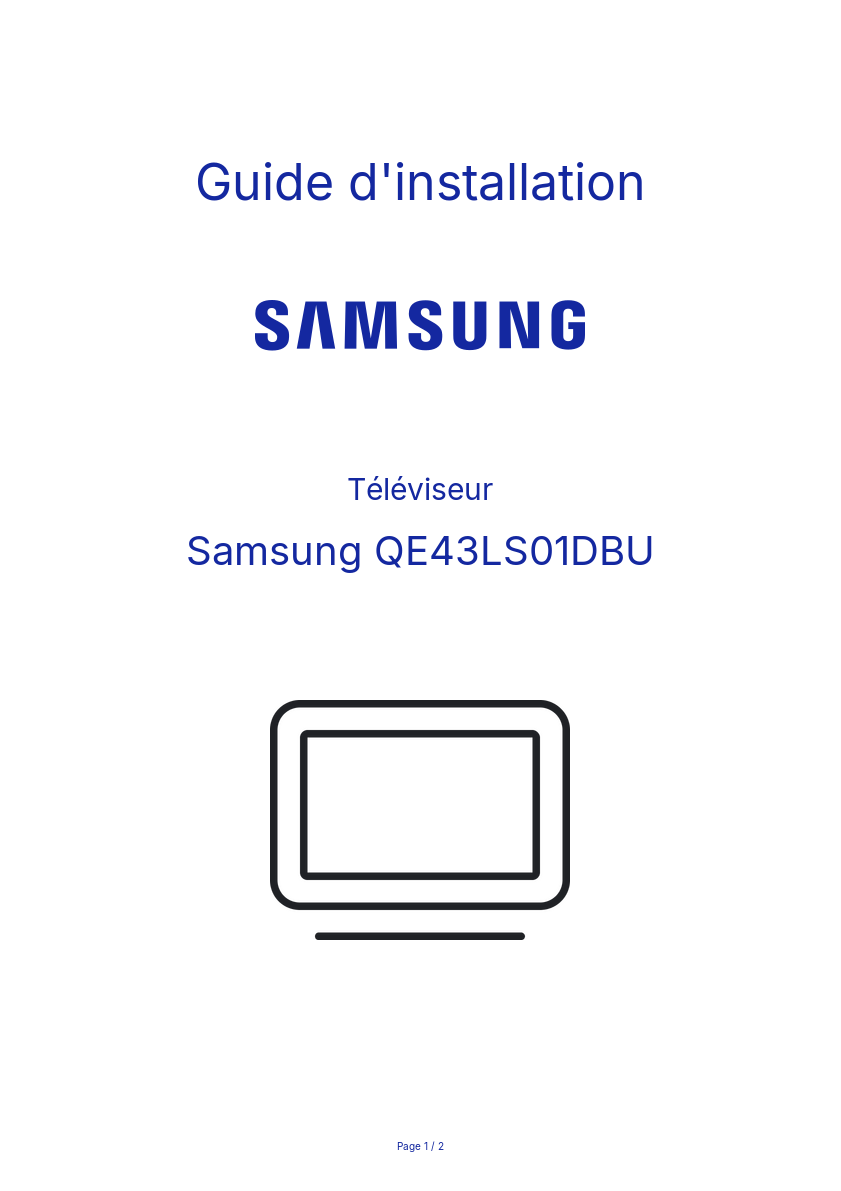 Page n°1 - Guide d'installation Samsung QE43LS01DBU