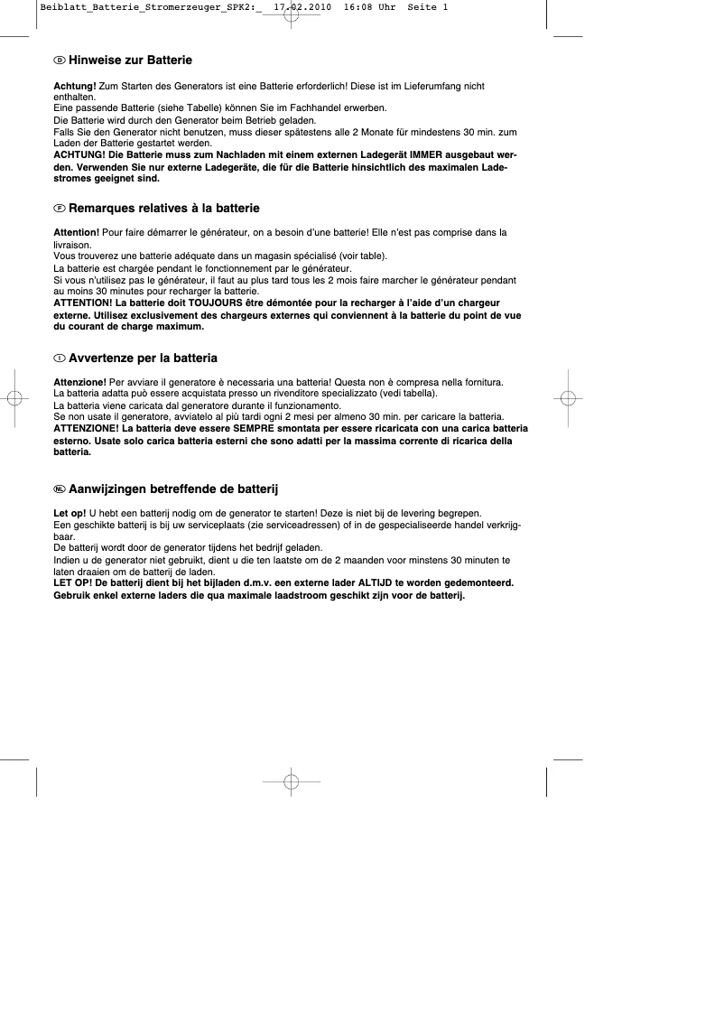 Page 1 de la notice Manuel utilisateur Einhell RT-PG 5000/1 DD
