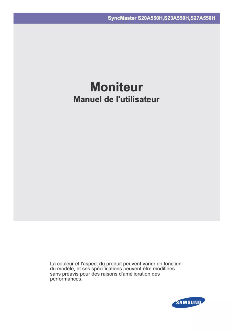 Page n°1 - Manuel utilisateur Samsung S20A550H
