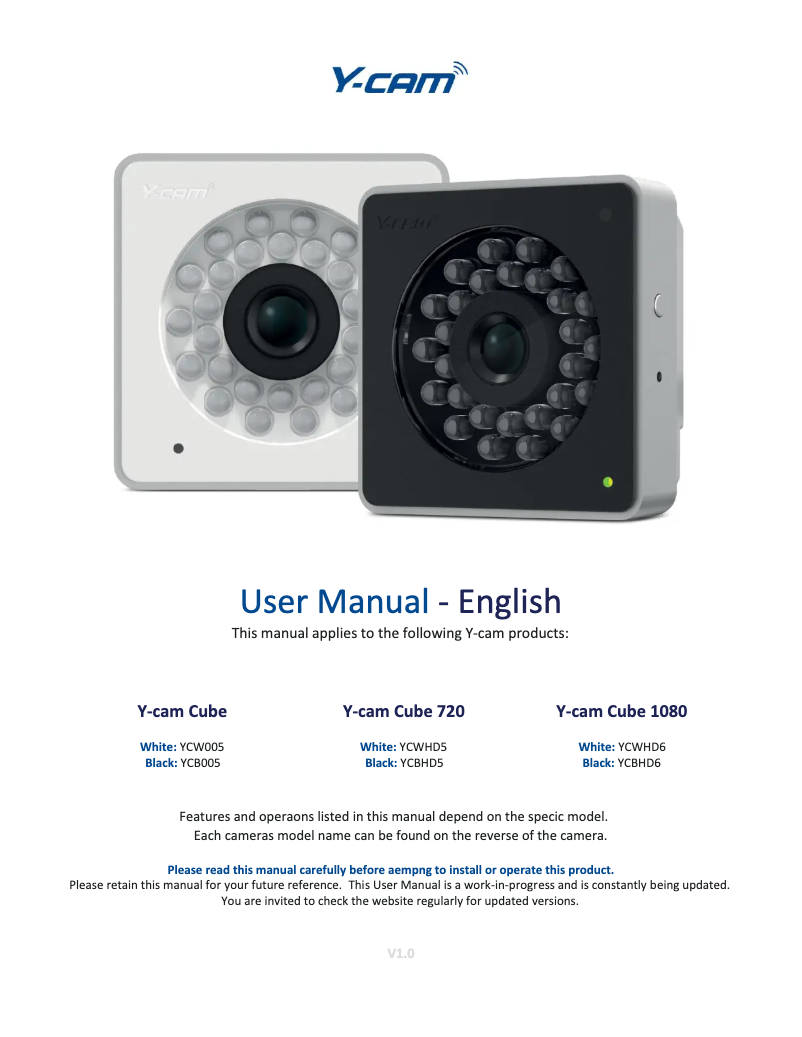 Página 1 del manual Manual de usuario Y-cam Cube YCW005