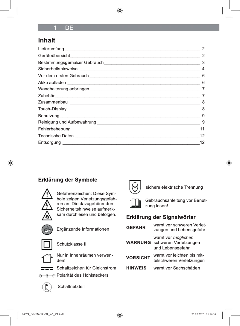 Página 1 del manual Manual de usuario Cleanmaxx 04074