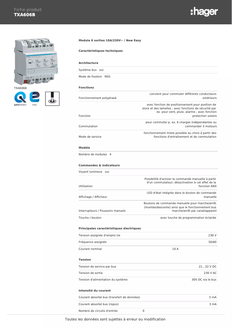 Image de la première page du manuel de l'appareil TXA606B