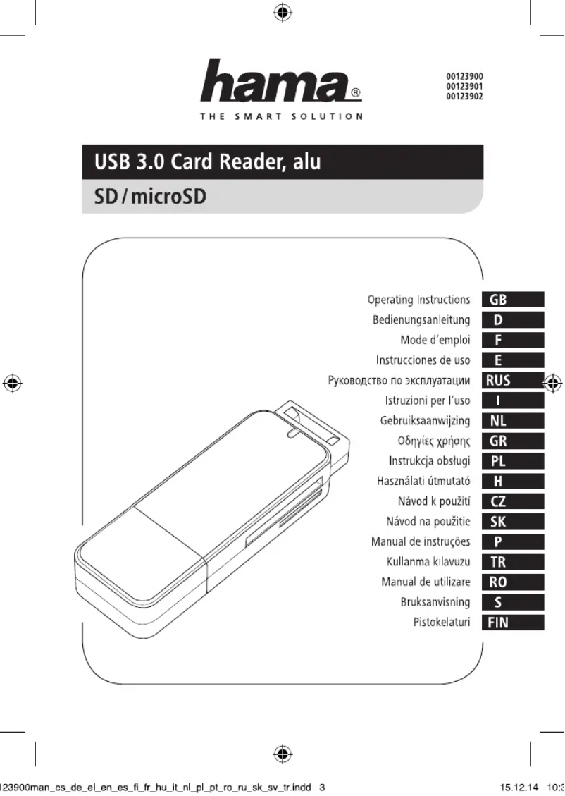 Page 1 de la notice Manuel utilisateur Hama 00123901