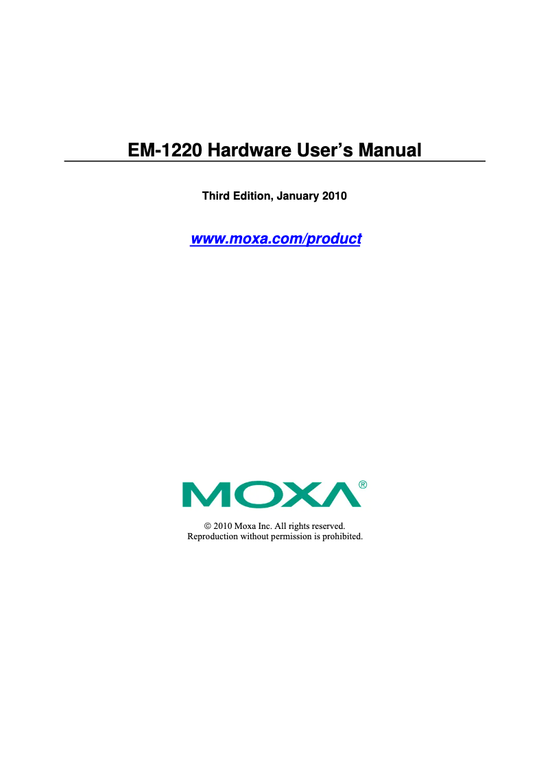 Page 1 de la notice Manuel utilisateur Moxa EM-1220-T-LX
