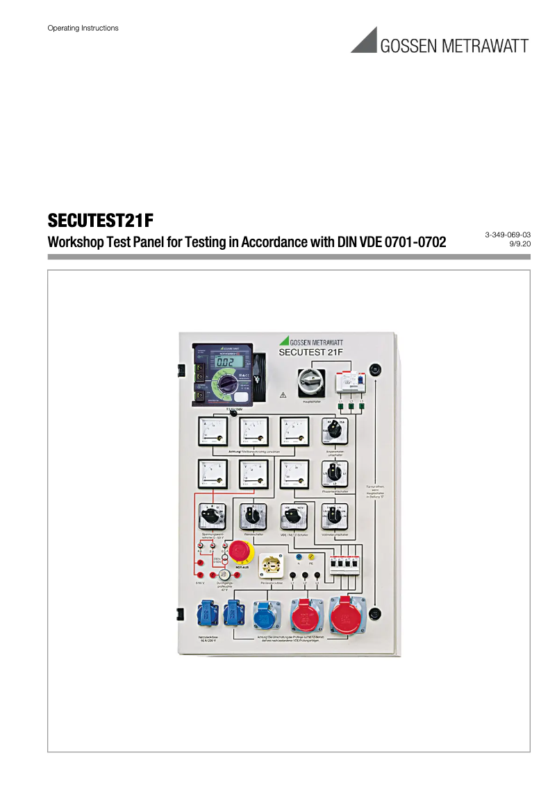 Page 1 de la notice Manuel utilisateur Gossen Metrawatt SECUTEST 21F